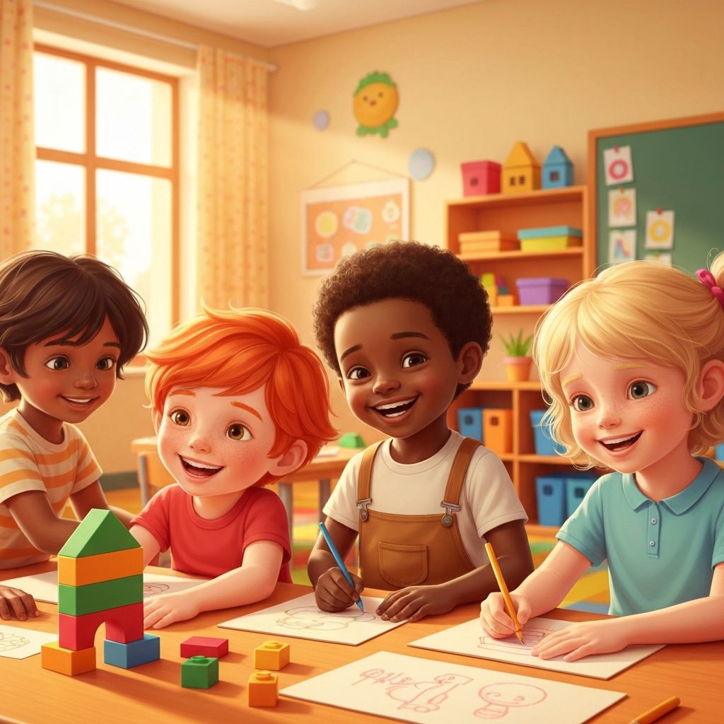 Happy kids learning together
